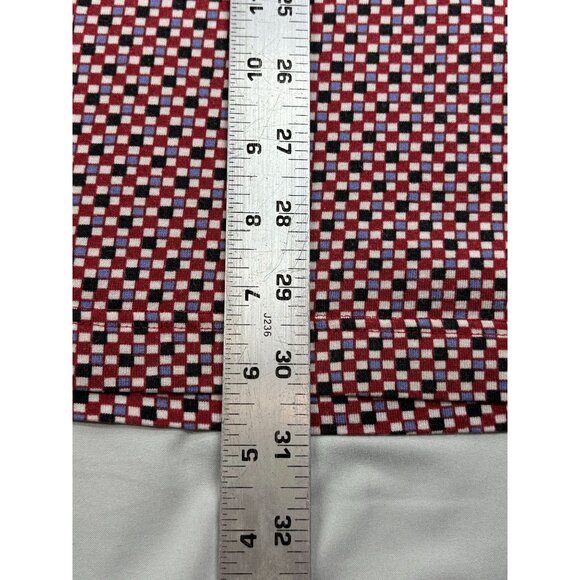 Bobby Chan Polo Shirt XXL Red Geometric 70% Silk 30% Cotton Short Sleeves - Picture 6 of 8
